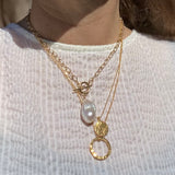 Hammered Gold Circle Pendant Necklace - Orbit of the Sun