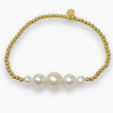 Gold-Filled Beaded Bracelet with Mixed Size Pearls