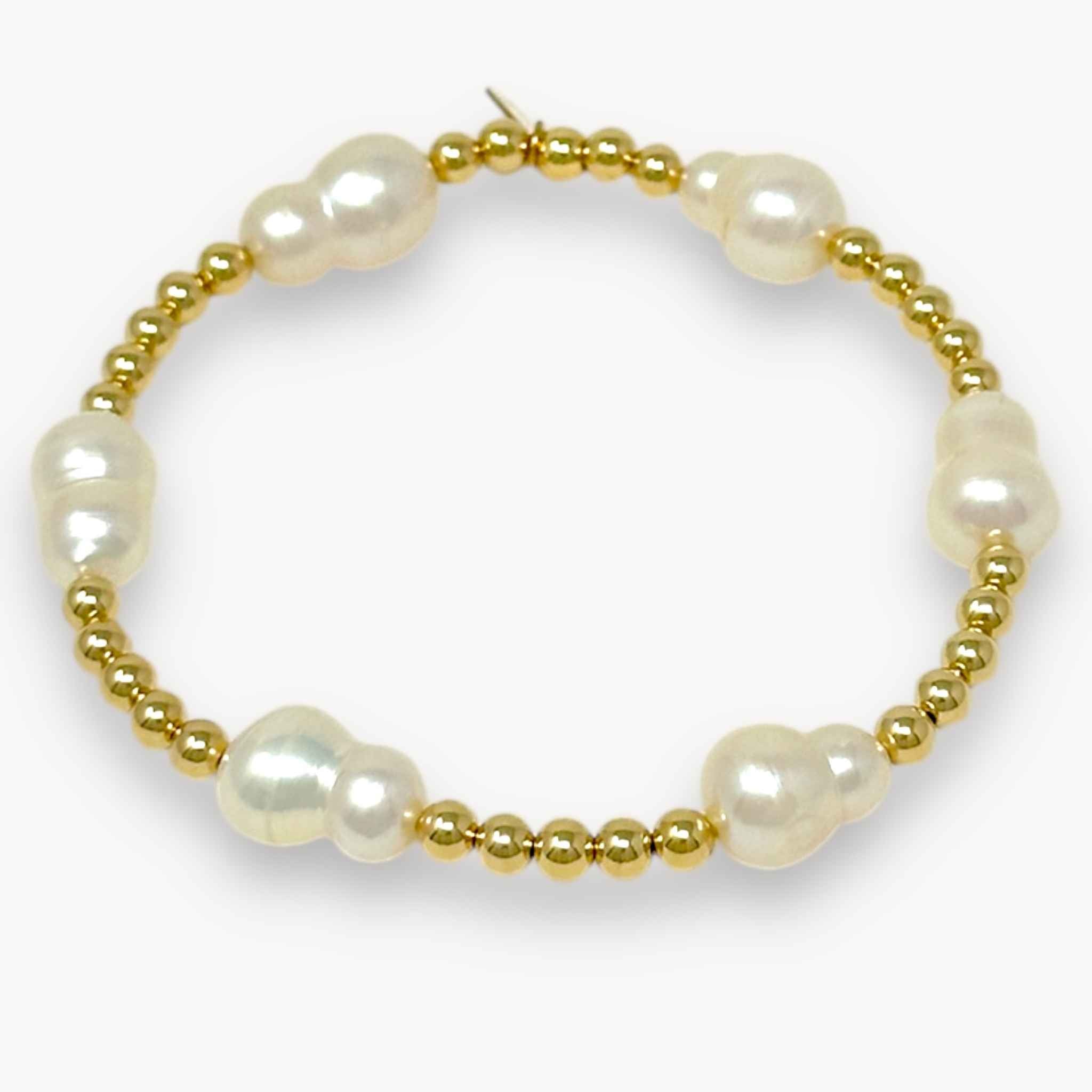 Double Pearl and Gold Bracelet