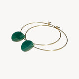 Green Onyx Gold Filled Hoops - Hope Earrings