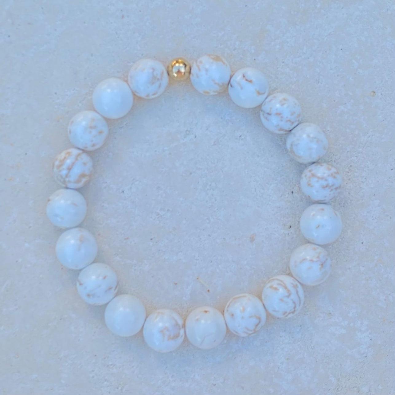 Natural Howlite Beaded Gemstone Bracelet - Puglia