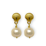 Sea shell earrings with pearls in gold plated Sterling silver