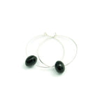Sterling Silver Hoops with Black Onyx