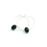 Sterling Silver Hoops with Black Onyx