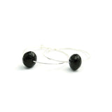 Sterling Silver Hoops with Black Onyx