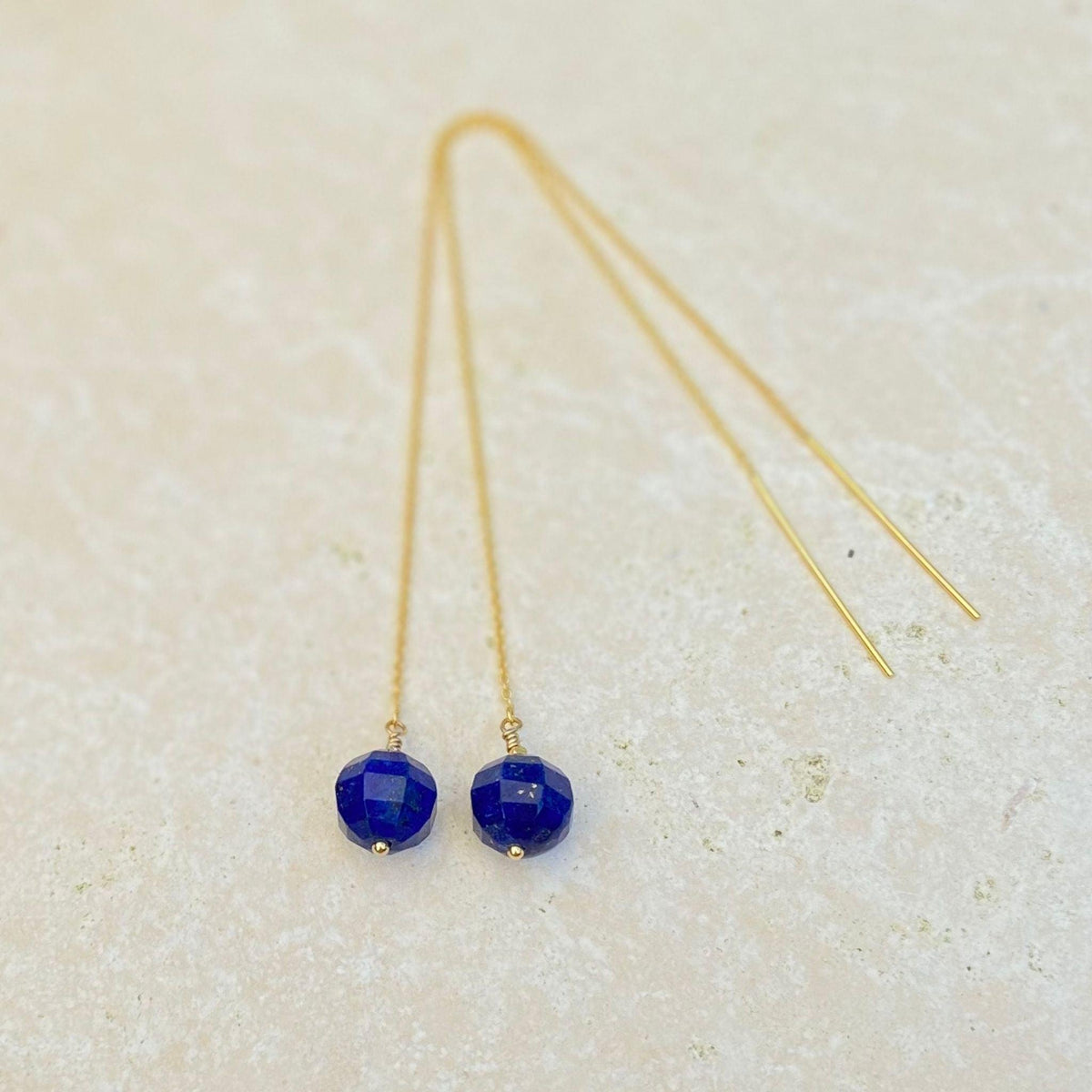 Lapis Lazuli 18K Gold Plated Sterling Silver Chain Earrings