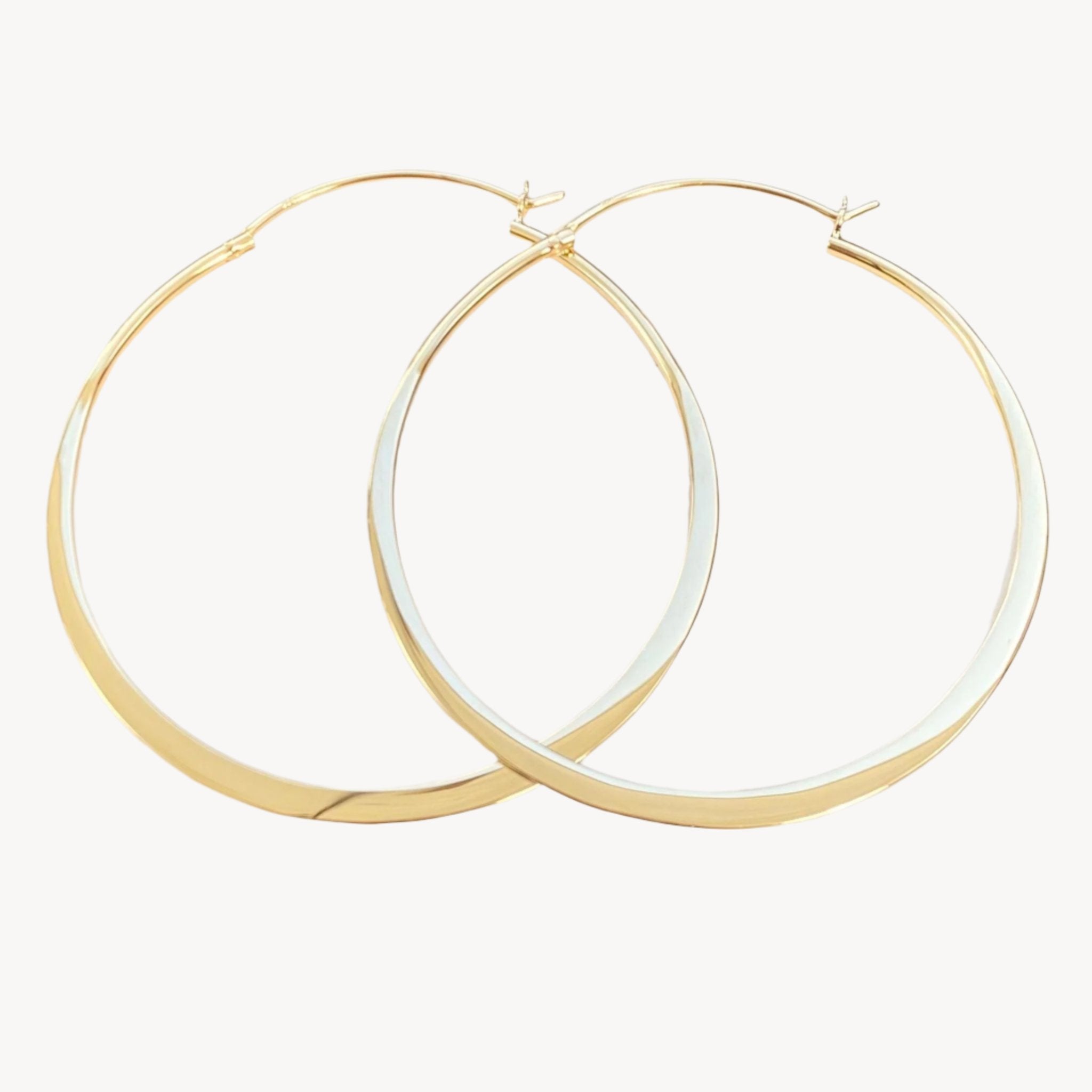 LARGE FLATTENED STERLING SILVER HOOPS