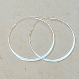 LARGE FLATTENED STERLING SILVER HOOPS