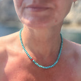 Turquoise Necklace with Vintage Coral