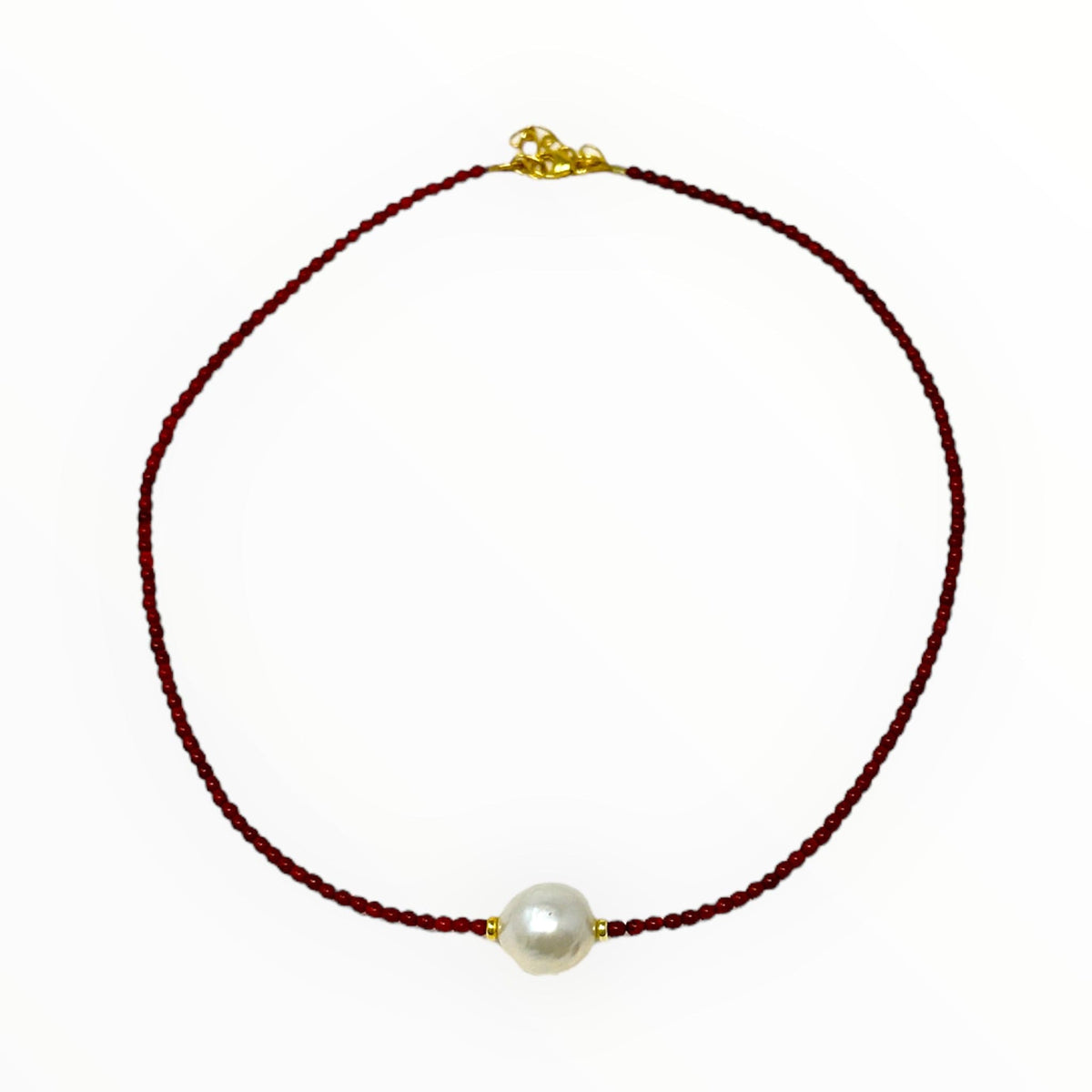 Red Agate and Pearl Necklace - Boho Beaded Beaut