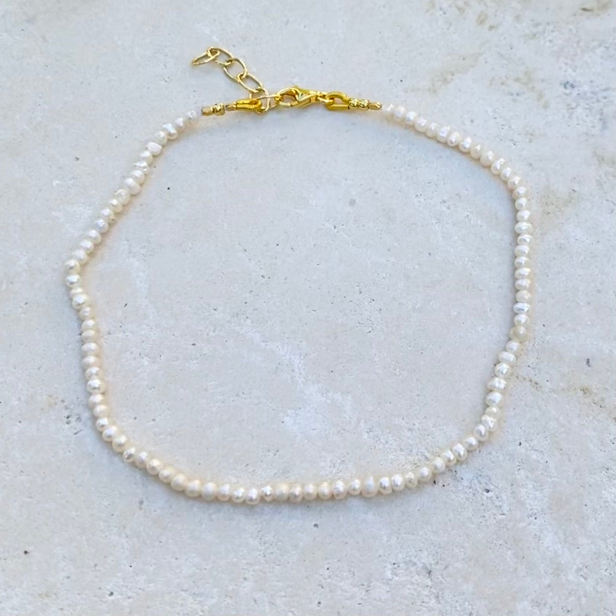 Beaded Gemstone and Pearl Anklet