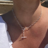Big Link Toggle Bar Sterling Silver Necklace