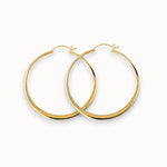 Gold hoop earrings on a white background