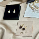 Gold Sea Shell Earrings with Brown Freshwater Pearls