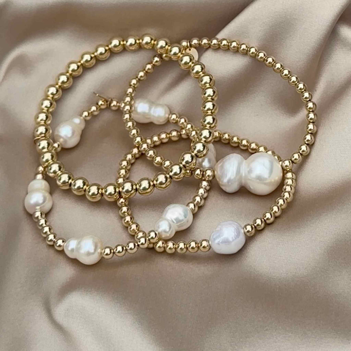 Double Pearl and Gold Bracelet