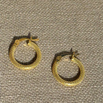 Delicate diamond cut Huggies in gold plated sterling silver