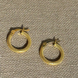 Delicate diamond cut Huggies in gold plated sterling silver