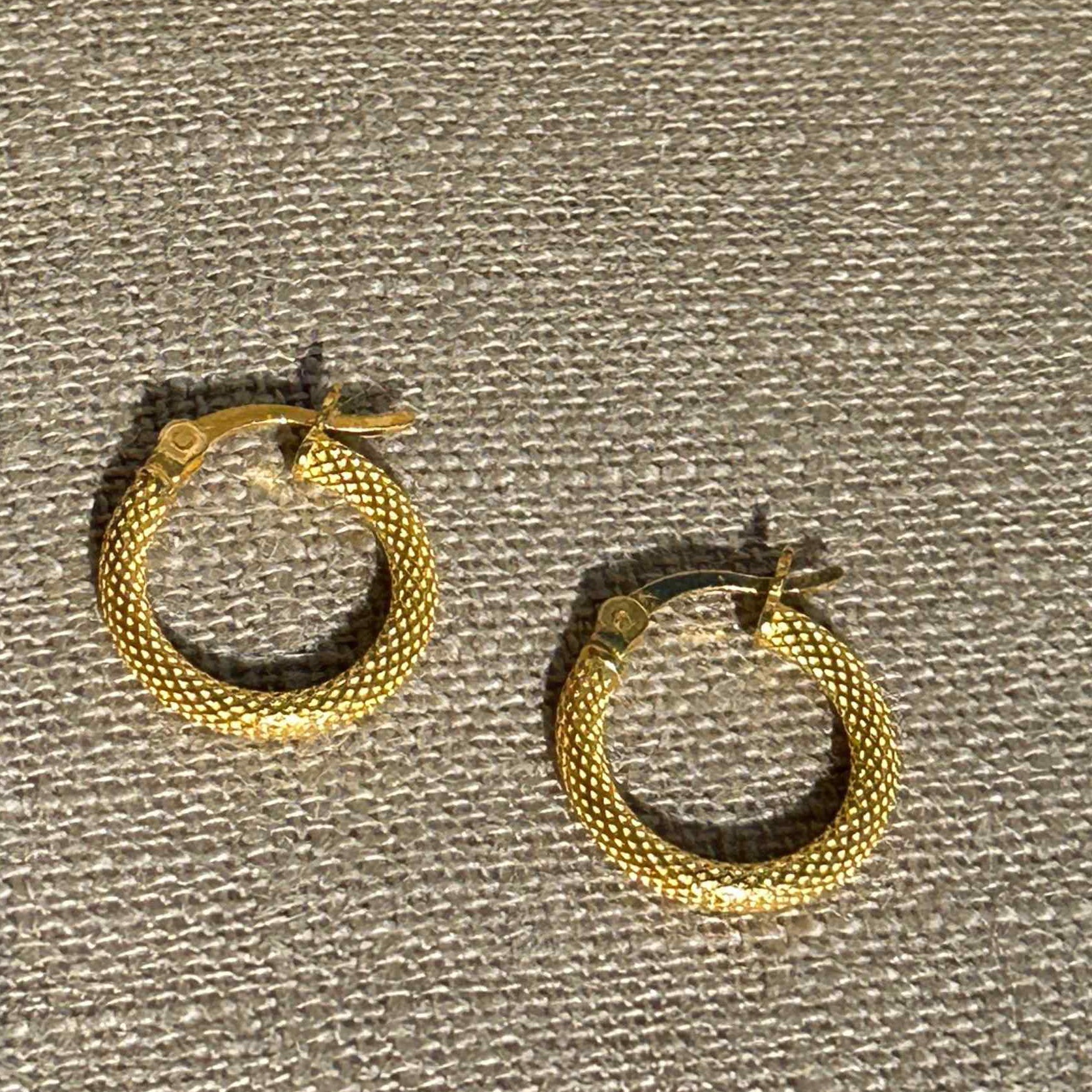 Delicate diamond cut Huggies in gold plated sterling silver