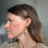 Different size pearl drop earrings gold plated sterling silver shell hook ear wire