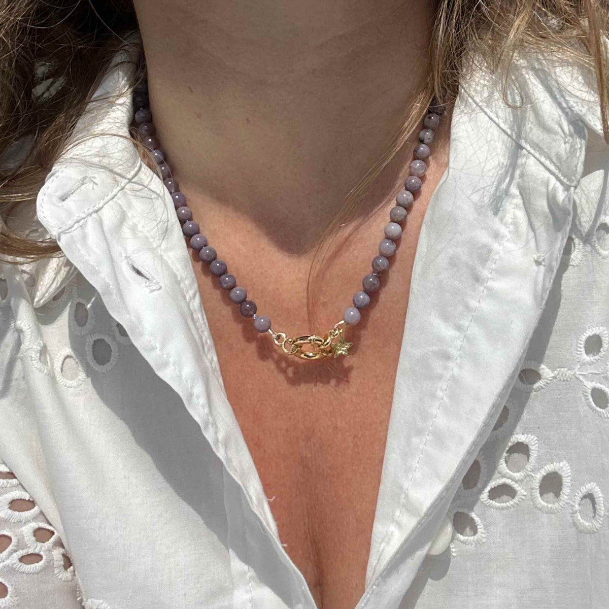 fairtrade chalcedony gemstone beaded necklace