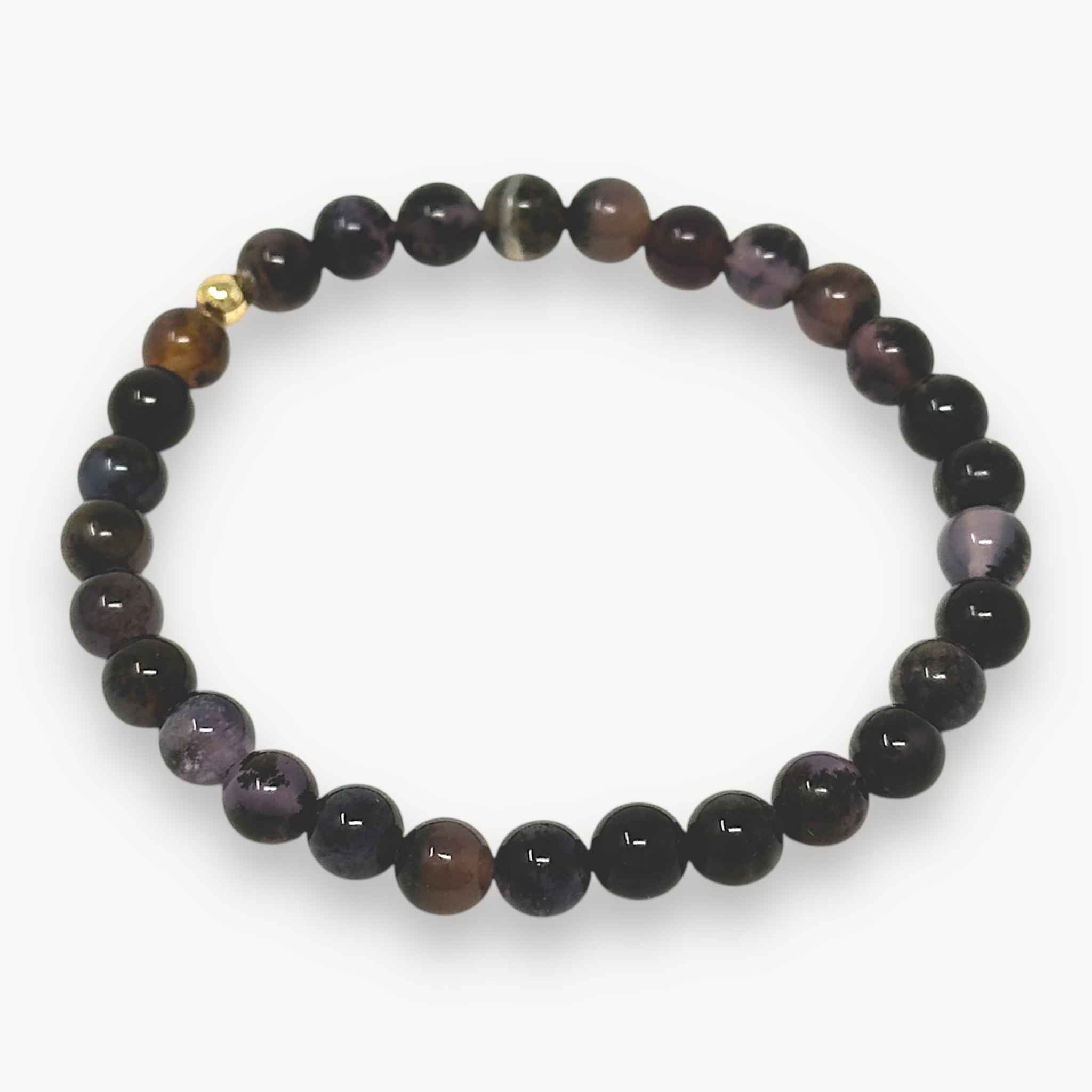 Fairtrade deep purple chalcedony beaded bracelet