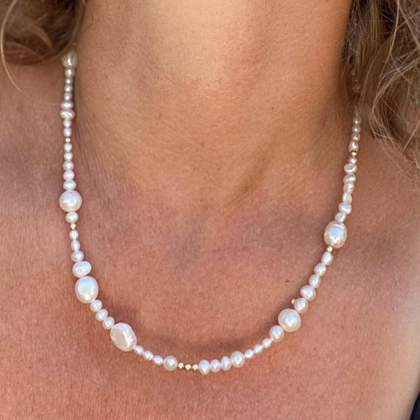 Irregular Pearl Necklace with Different Size Pearls RAW Copenhagen