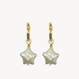 Gold Huggies with Star Pearls