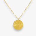 Gold Disc Pendant Sun Ray Necklace