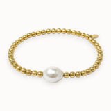 gold filled bracelet with single big baroque pearl