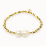 Gold -filled beaded bracelet with big single double pearl