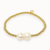 Gold -filled beaded bracelet with big single double pearl