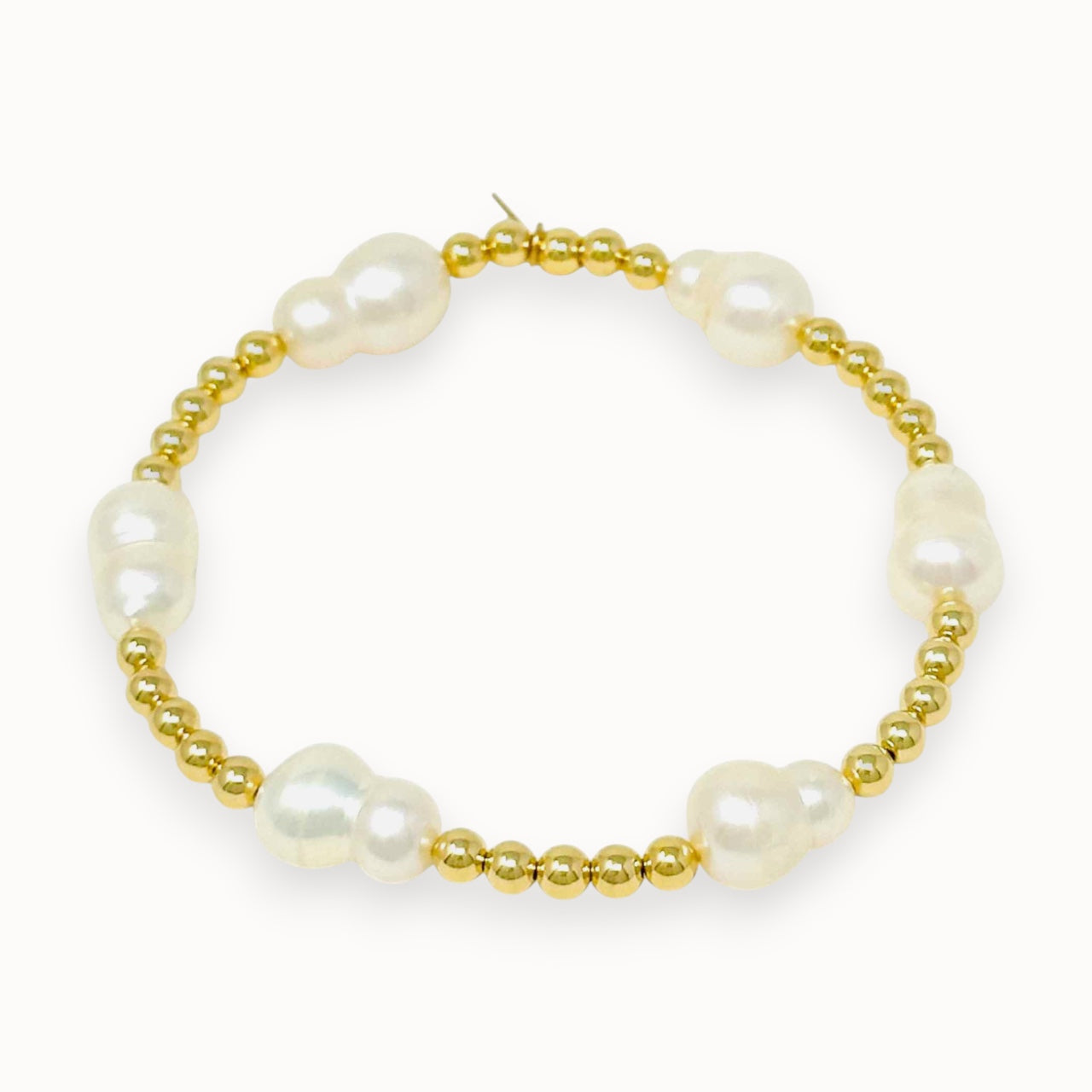 Gold filled beaded bracelet with double freshwater pearls