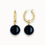Chunky Gold Hoops with Onyx
