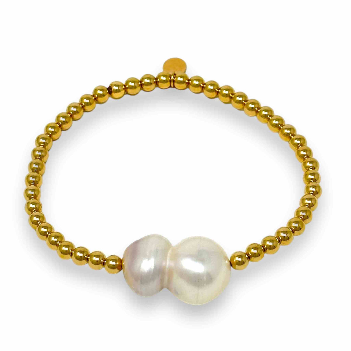 Scandi Beaded Gold Bracelet with Pearl