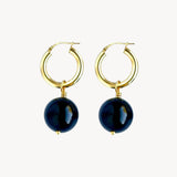 Chunky Gold Hoops with Onyx