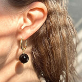 Chunky Gold Hoops with Onyx
