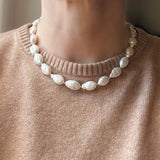 Large Keishi Pearl Choker  - White Freshwater Pearl Necklace