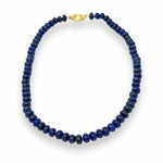 Lapis Lazuli necklace beaded on white background 