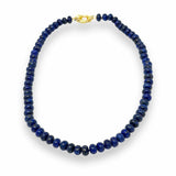 Lapis Lazuli necklace beaded on white background 