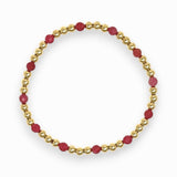 Bracelet with pink rhodochrosite beads and gold chain on a white background