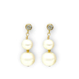 Pearl Drop Earrings with White Topaz
