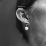 Pearl on Gold Shell Earrings