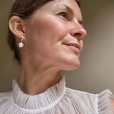 Pearl on Gold Shell Earrings