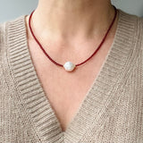 Red Agate and Pearl Necklace