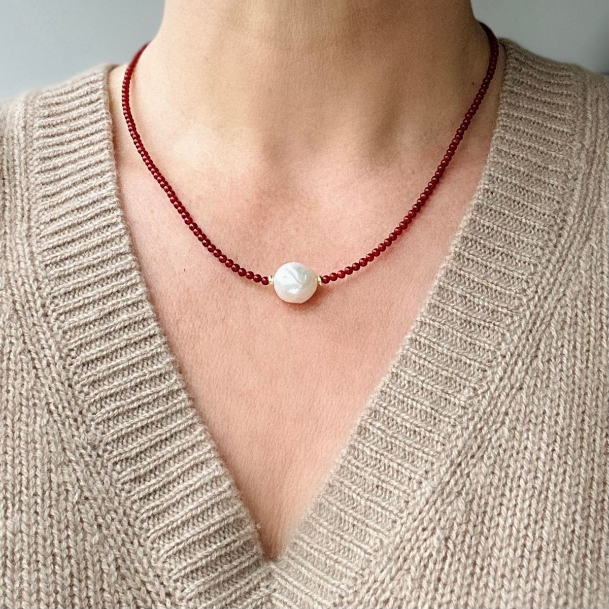 Boho pearl necklace on sale