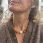 red aventurine and baroque pearl necklace