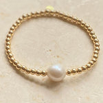 Gold filled bead bracelet with freshwater pearl