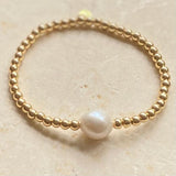 Gold filled bead bracelet with freshwater pearl