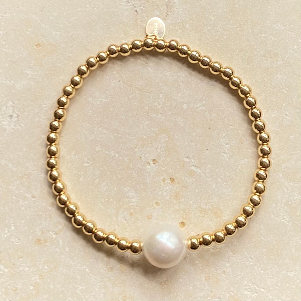 14k gold filled beads bracelet with freshwater baroque pearl