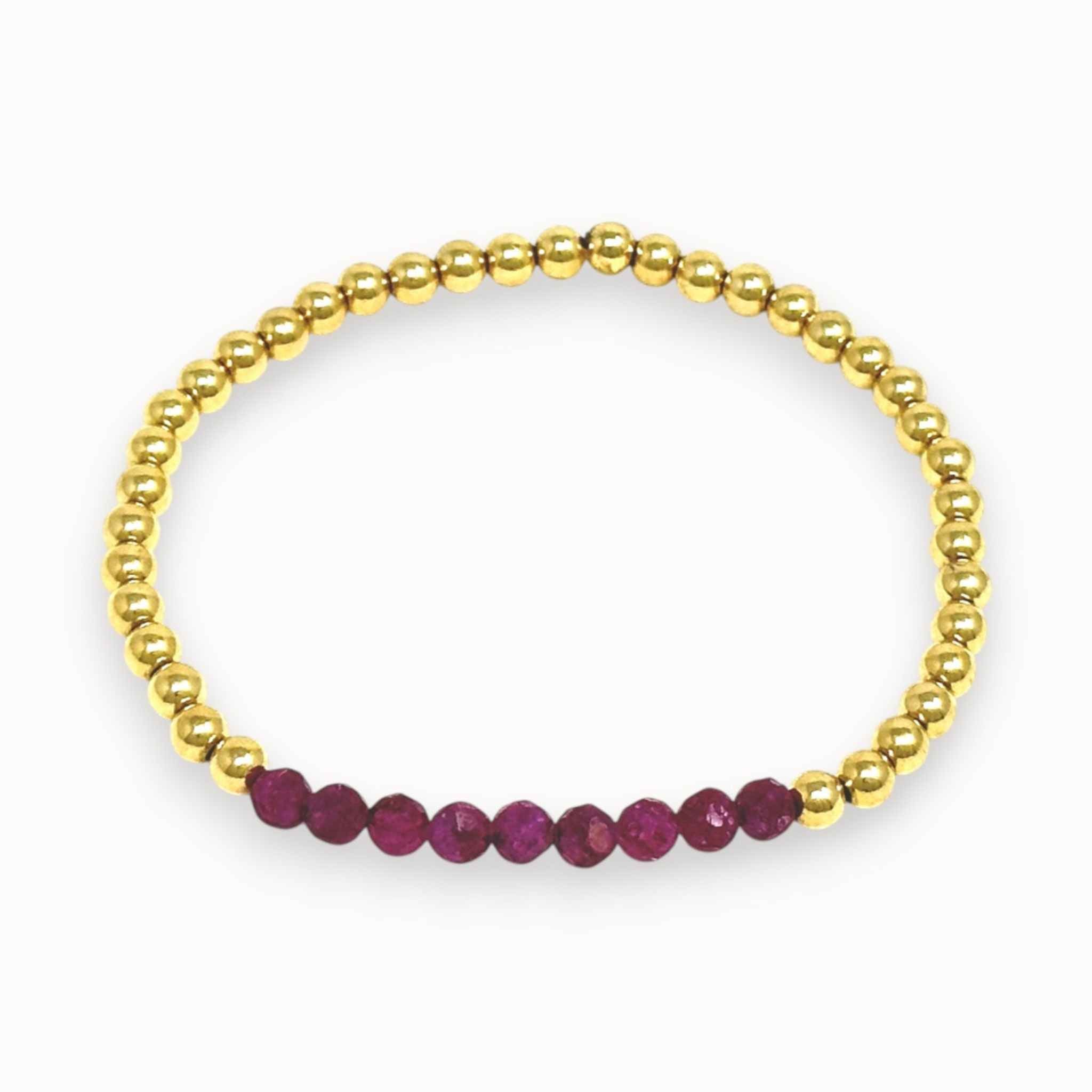 Christe ruby and 14karat gold filled beaded bracelet